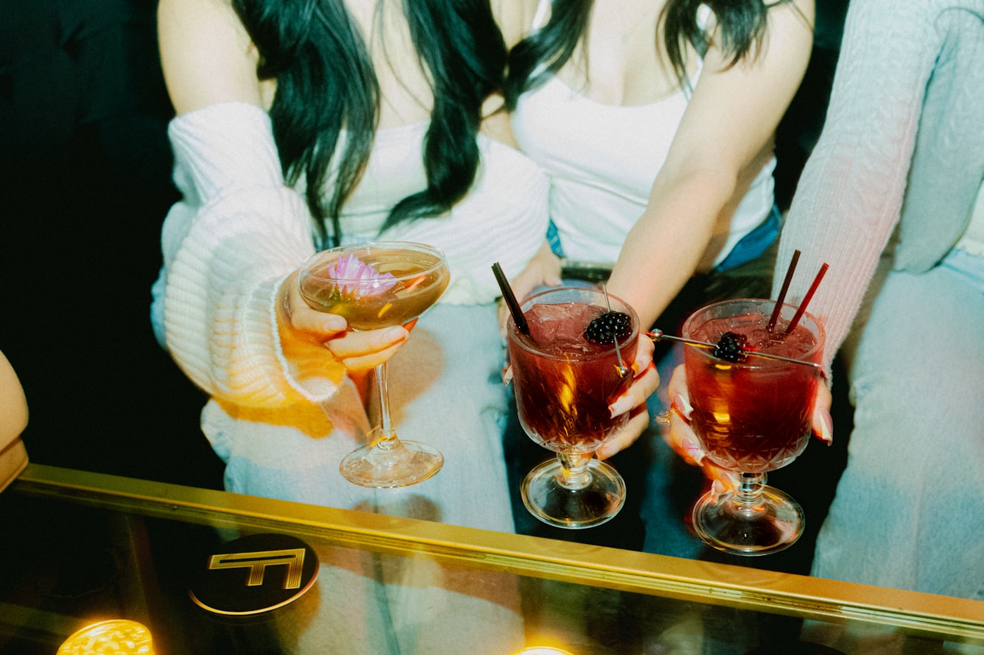 Tray of signature craft cocktails served at an event